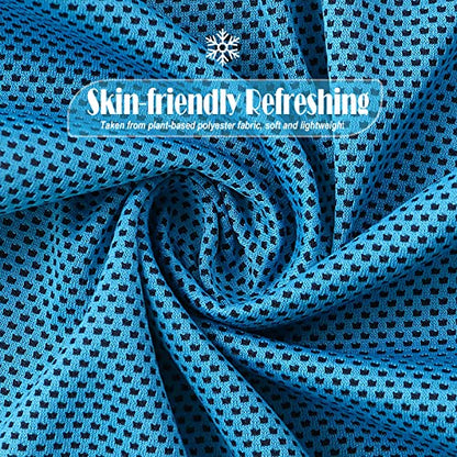 10 Pack Cooling Towels Bulk Microfiber Ice Towel Quick Dry Breathable Chilly Sweat Towel Stay Cool Towel for Neck Face Yoga Gym Workout Running Pilates Beach with Carabin Bag, 40x12'', Blue - color: Light Blue
