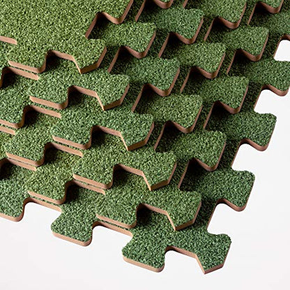We Sell Mats 3/8 Inch Thick Interlocking Foam Carpet Tiles Durable Carpet Squares Anti Fatigue Support for Home Office or Classroom Use - color: Olive, style: 100 Square Feet (25 Tiles)