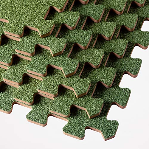 We Sell Mats 3/8 Inch Thick Interlocking Foam Carpet Tiles Durable Carpet Squares Anti Fatigue Support for Home Office or Classroom Use - color: Olive, style: 24 Square Feet (6 Tiles)