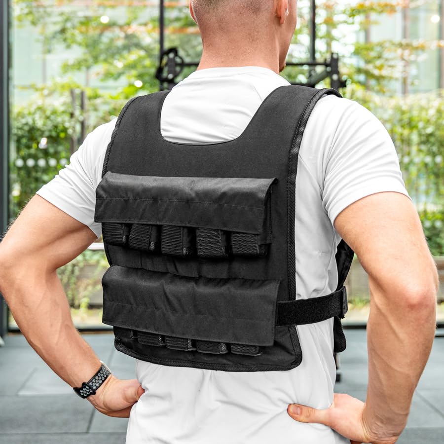 FORZA Adjustable Weighted Vest for Fitness Training – Up to 44lbs Weight Capacity, Removable Cast Iron Blocks