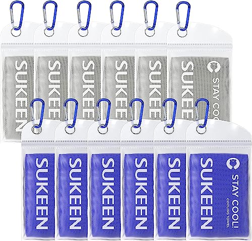 Sukeen Cooling Towels for Neck and Face, Cooling Towel 12 Pack, Microfiber Sports Cooling Towels, Soft Breathable Sweat Towel for Workout,Yoga, Golf, Gym, Camping, Sport, Running(40" x 12")