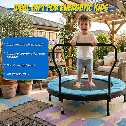 40''- 48'' Toddler Trampoline - ASTM Approved – 3ft/4ft Trampoline for Toddlers 3-5 Age - Trampoline with Safety Enclosure - Perfect Toddler Gift- Max 130 LB