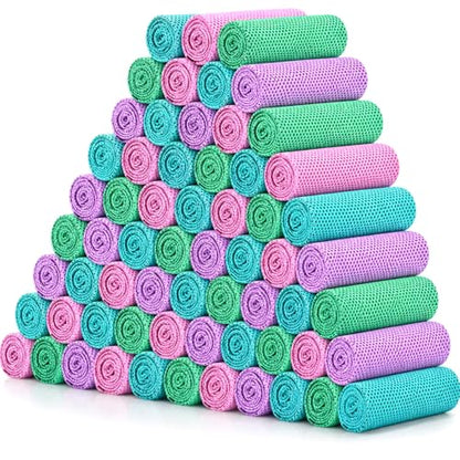 100 Pcs Cooling Towels Bulk 32 x 12 Inch Ice Towel Bulk Cooling Rag for Face and Neck Soft Breathable Microfiber Cloth Chilly Quick Cold for Gym Sport Golf Running Stay Cold (Macarons)