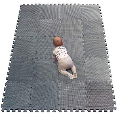 YIMINYUER® 20 Tiles (30cm×30cm×1cm Each Tile) Baby Soft Puzzle Play Mats, Kids Thick EVA Foam Floor, Toddlers & Children's Soft Interlocking Mat R12G301020 - color: Gray