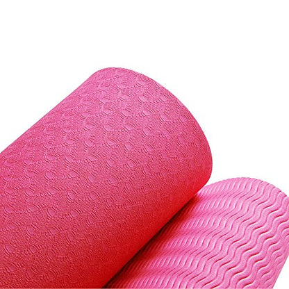 Attraction Design Yoga Mat Non Slip Exercise Mat Extra Thick Workout Mat for Yoga, Eco Friendly Exercise Yoga Mat High Density Fitness Pilates Mat with Carrying Strap, 72"x 24"x 6mm - color: Pink