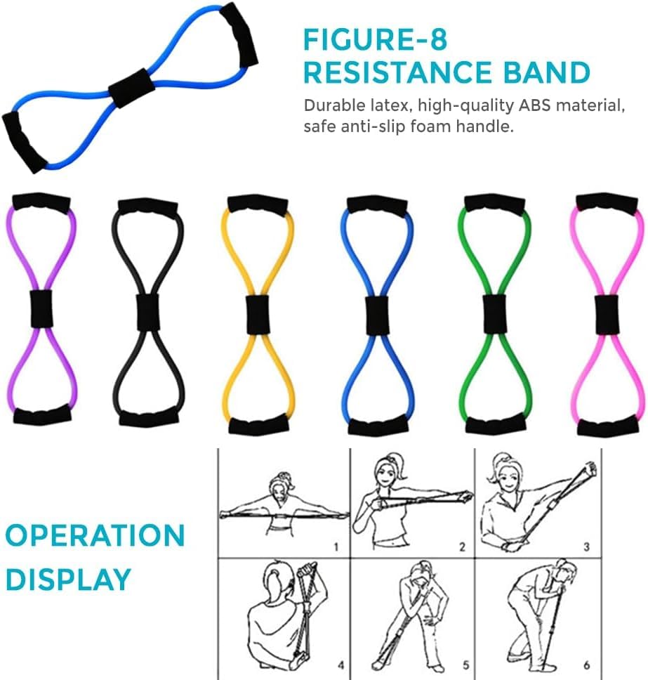 Pilates Ring Kit for Women Home Workouts Better Pilates Essentials Kits Equipments Sets Accessories Magic Ring Booty Bands Glutes Yoga Ball 25cm Figure 8 Resistance Yoga Bands for Stretching 8 Pcs