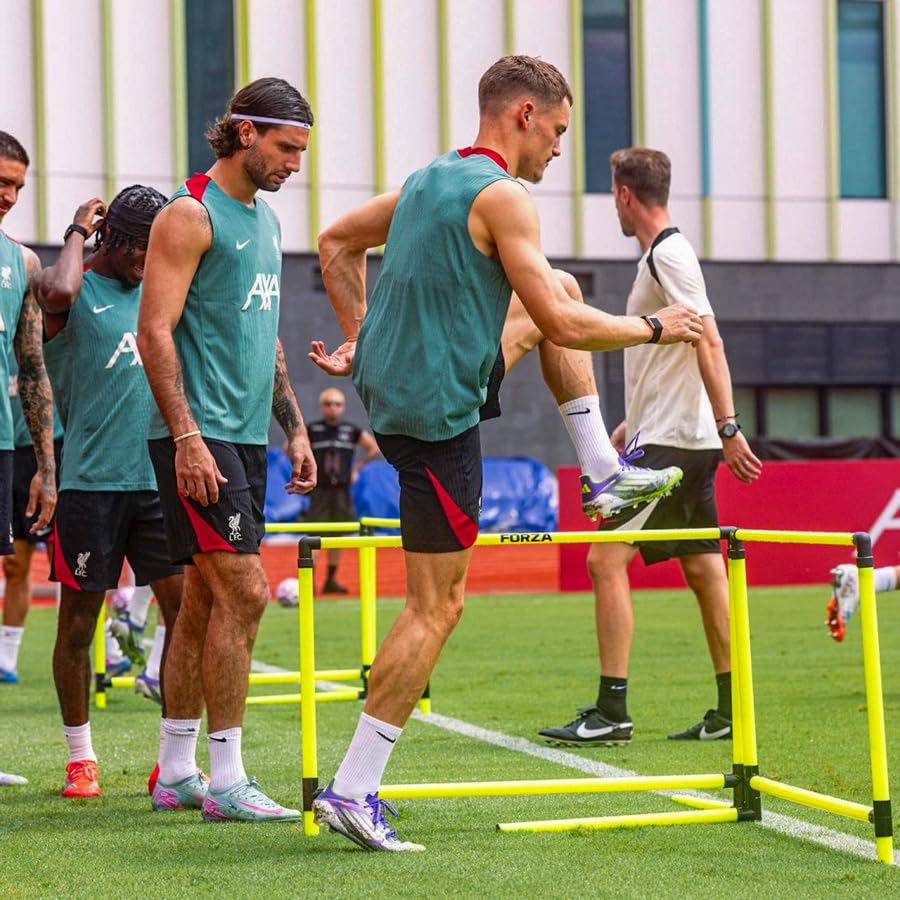 FORZA Weighted Training Hurdles – Adjustable Height 27in to 42in – Set of 5 Speed Hurdles with Folding Legs & 3-Point Base – Durable Agility Hurdles for Football, Track & Sports Training