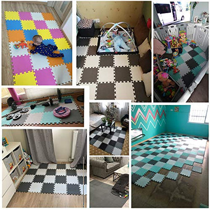 YIMINYUER® 20 Tiles (30cm×30cm×1cm Each Tile) Baby Soft Puzzle Play Mats, Kids Thick EVA Foam Floor, Toddlers & Children's Soft Interlocking Mat R04R08R11G301020 - color: Black Green Purple