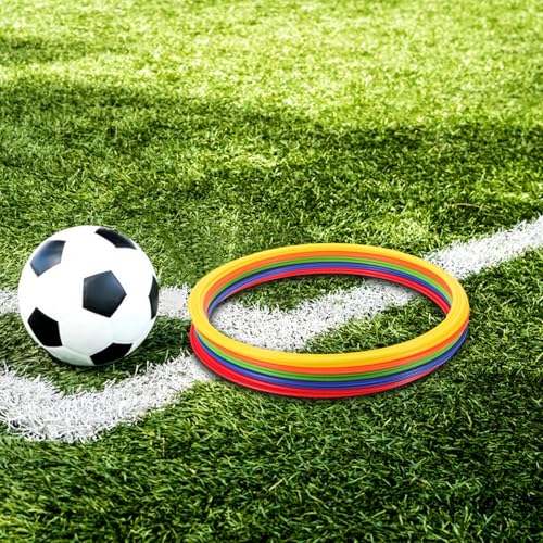 Kisangel 10pcs Plastic Agility Training Rings for Soccer Speed and Coordination Practice, Sports Toss Hoops for Outdoor Backyard Fitness
