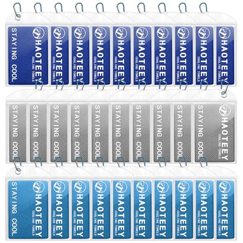 Cooling Towels Pack of 30, 40"*12" Neck Cool Towel Bulk, Cold Towels for Neck and Face, Cooling Rags Sports Towel for Hot Weather, Running, Soccer, Yoga, Gym, Golf - color: 10grey/10darkblue/Lightblue