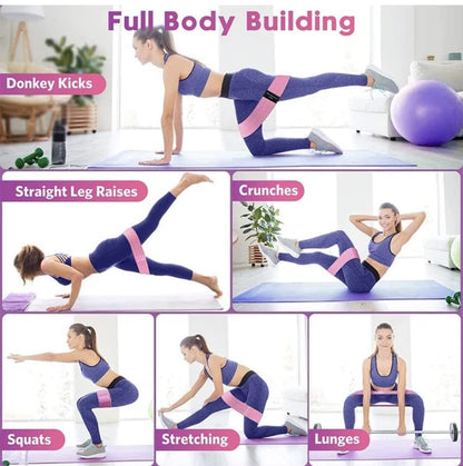 Resistance Band Set - Non Slip Cloth Exercise Bands to Workout Glutes, Thighs & Legs - Includes Booty Band Training Pamphlet for Gym & Home Fitness, Yoga, Pilates for Men/Women - 3 Levels