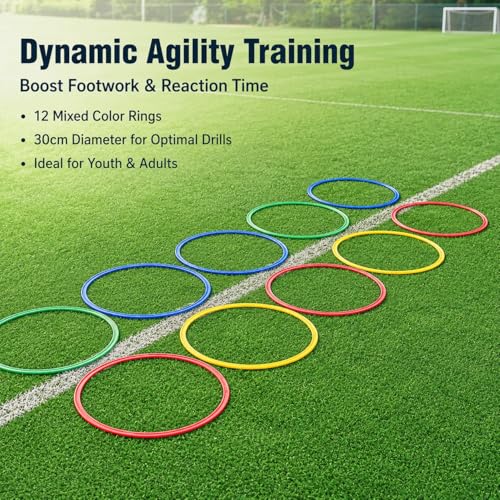 Field Training Agility Rings, 12 Pack 30cm Speed & Agility Training Equipment Mixed Colors for Athletes