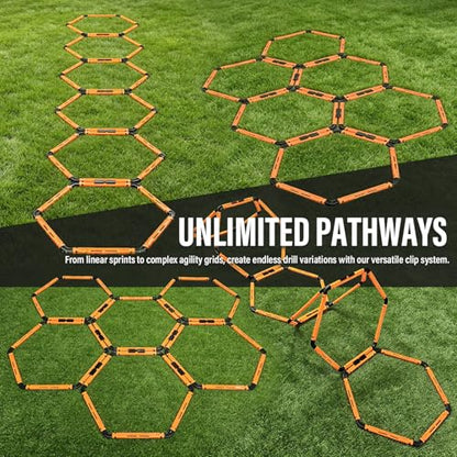 Hexagon Agility Rings, 6 Set Speed Training Ladder with Carry Bag, Footwork Drills Gear for Soccer Football Basketball and Fitness