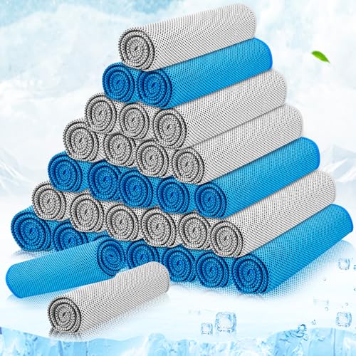 MENOLY 30 Packs Cooling Towels Bulk Cooling Towels for Neck and Face Gym Workout Cooling Neck Rags for Sports Yoga Soft Microfiber Breathable Sweat Rags for Hiking Running Fitness