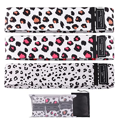 Booty Bands, 3 Levels Hip Bands, Polyester-Cotton and Latex Silk Workout Bands Resistance Bands for Home, Gym, Fitness, Pilates, Yoga (Pack of 3) - style: Leopard