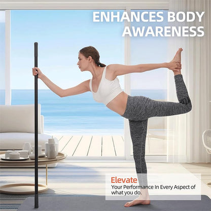 1x Yoga Stick Sturdy Steel, 30/45/60 Inches Portable Mobility Stick with Non-Slip Handle for Posture Correction, Balance, Physical Therapy, Exercise Stick with 4 Steel Rods for Stretching, Flexibility