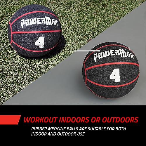 Gill Athletics PowerMax Weighted Rubber Medicine Ball - Weighted Exercise Ball, Medicine Balls for Exercise, Wall Ball or Slam Ball for Strength Training, Indoor/Outdoor Workout Ball - style: 8K
