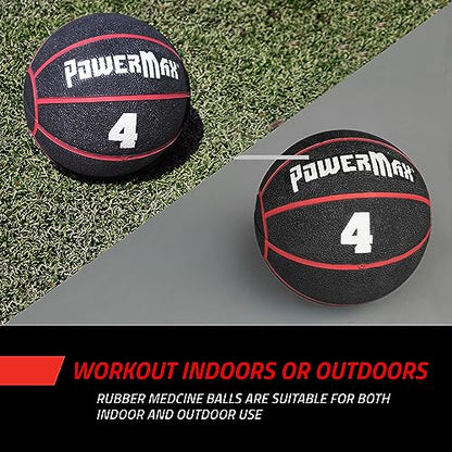 Gill Athletics PowerMax Weighted Rubber Medicine Ball - Weighted Exercise Ball, Medicine Balls for Exercise, Wall Ball or Slam Ball for Strength Training, Indoor/Outdoor Workout Ball - style: 7K