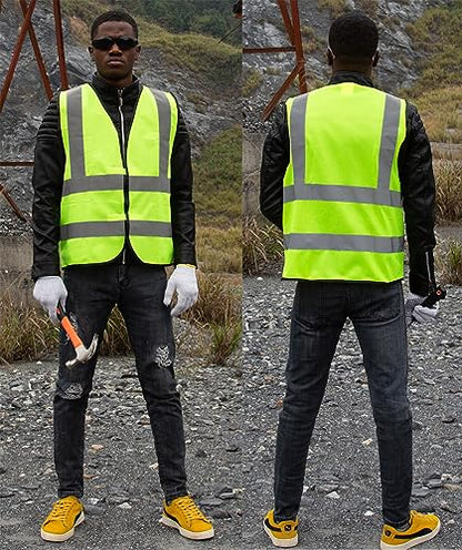 zojo High Visibility Reflective Safety Vest Bulk 10 Pack - color: Yellow