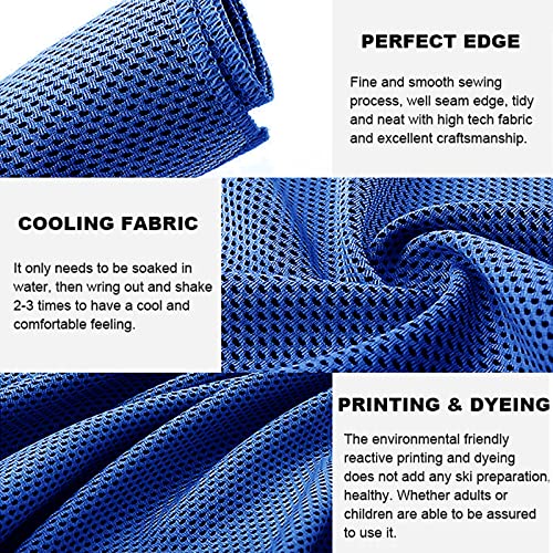10 Pack Cooling Towels Bulk Microfiber Ice Towel Quick Dry Breathable Chilly Sweat Towel Stay Cool Towel for Neck Face Yoga Gym Workout Running Beach with Carabin Bag, 40x12'', Dark Blue - color: Dark Blue