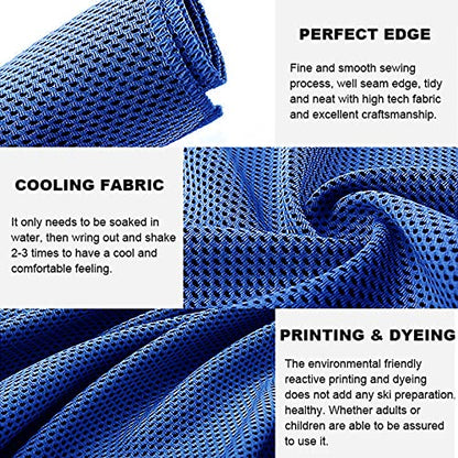 10 Pack Cooling Towels Bulk Microfiber Ice Towel Quick Dry Breathable Chilly Sweat Towel Stay Cool Towel for Neck Face Yoga Gym Workout Running Beach with Carabin Bag, 40x12'', Dark Blue - color: Dark Blue
