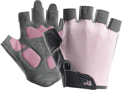 Half-Finger Workout Gloves Unisex - Anti Slip Exercise Gloves Gym Training - color: Pink/Dark Gray, size: Large