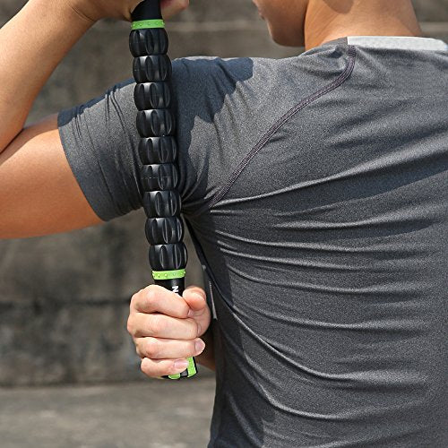 Muscle Roller Stick for Athletes- Body Massage Sticks Tools Massager for Relief Muscle Soreness,Cramping and Tightness,Help Legs and Back Recovery,Black Green