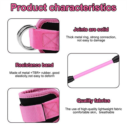 Ankle Resistance Bands with Cuffs Set, Ankle Bands for Working Out, Exercise Bands for Legs and Butt, Workout Equipment for Fitness Training, Ankle Straps for Women