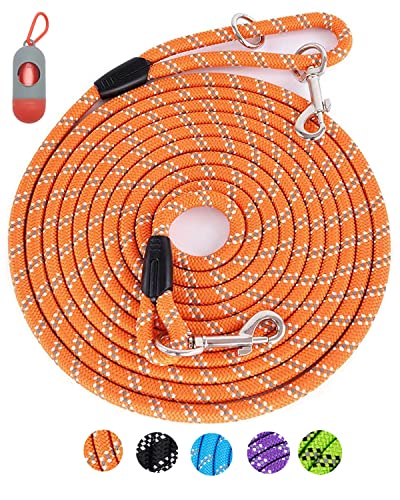 Long Dog Leash for Dog Training 10FT 16FT/30FT/50FT/100FT, Reflective Threads Rope Dog Leash, Heavy Duty Dog Lead for Large Medium Small Dogs Walking Playing, Camping, or Yard - color: Orange, size: 16FT* 1/2 inch