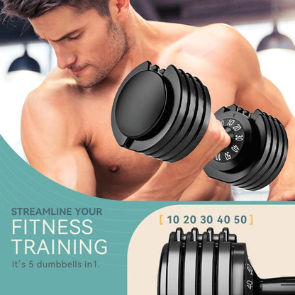 Adjustable Dumbbell Set of 2, 50/100/110lbs Free Weights Dumbbell Set - size: 50LBS Pair - A