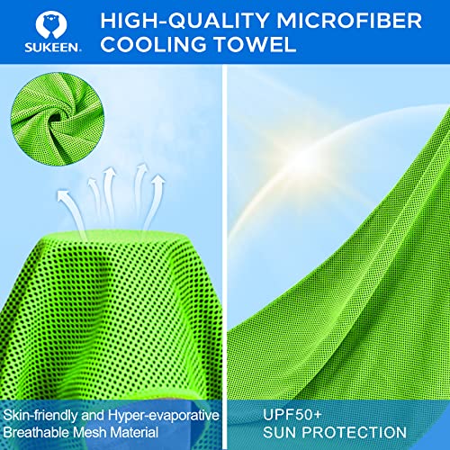 Sukeen 4 Pack Cooling Towels (40"x 12"), Cooling Neck Wraps, Soft Ice Towel - color: Dark Blue/Green/Black/Pink