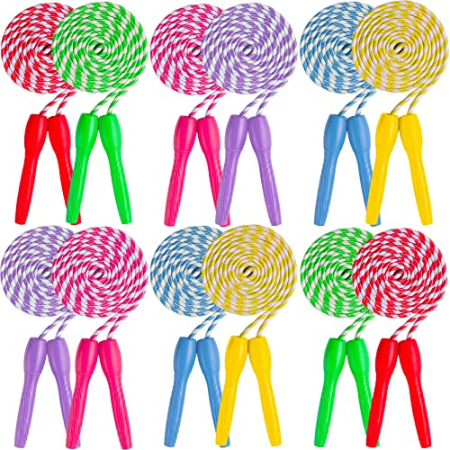 Ram Pro All Purpose Jump Rope Stripe Ropes With Plastic Handles for any Skill Level, 12PK, 6 colors (2 of each)