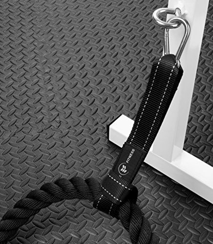 Battle Rope Anchor Strap Kit | Heavy Duty Reinforced Nylon | Easy and Fast Setup | Stops Rope Damage | Stainless Steel Carabiner | Includes Exercise Guide |
