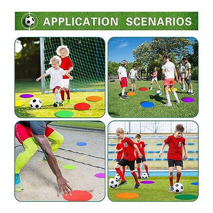 Poly Spot Markers 4.73 inch/10 inch 12 Pcs Non-Slip Rubber Agility Training Markers Floor Dots Flat Field Cones for Football, Soccer, Basketball, School Exercise Drills, Dance Practice