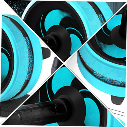 Ab Roller Wheel with Knee Pad and Jump Rope Silent Core Trainer for Abdominal Exercise Safe Non-slip Handles Portable Gym Equipment for Men and Beginners Blue and Black