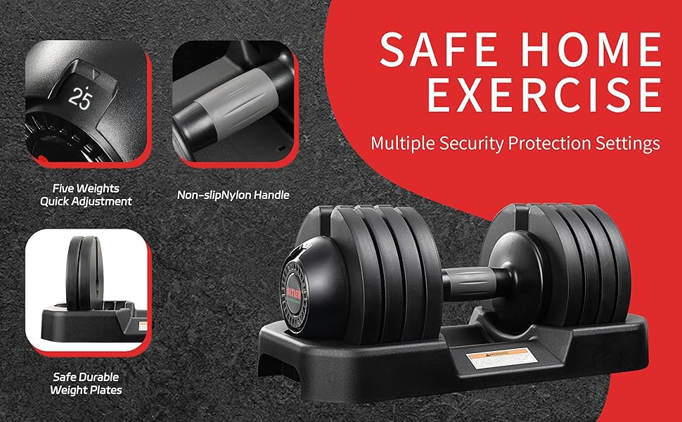 ALTLER Adjustable Dumbbell Set, 25/52LB Pair with Tray for Workout Strength Training Fitness, Adjustable Weight Dial Dumbbell with Anti-Slip Handle and Weight Plate for Home Exercise - size: 25LBS PAIR