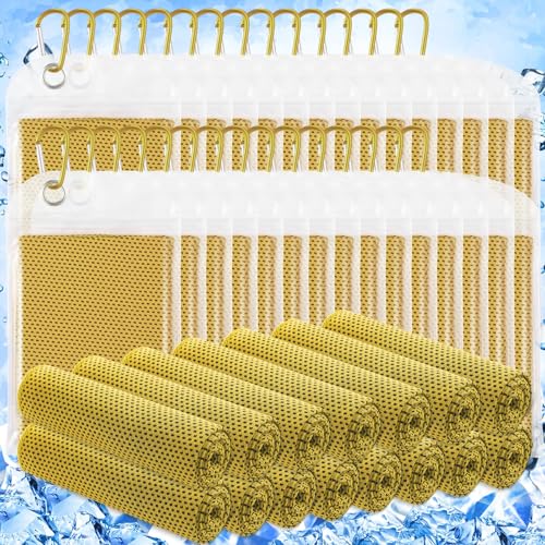 30 Pack Cooling Towels 40"x12" Cooling Neck Wraps Soft Breathable Chilly Towel Ice Towels Microfiber Workout Towel for Yoga Sport Running Workout Gym Camping Fitness Activities(Yellow) - color: Yellow