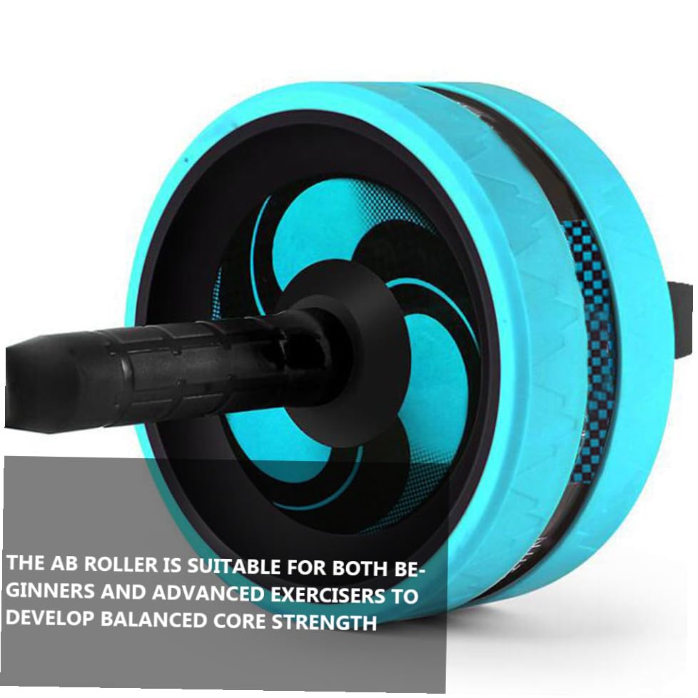 Silent Ab Roller Wheel Fitness Trainer with Wide Stability Wheel Knee Pad and Jump Rope for Core Strength and Posture Correction Suitable for Beginners and Professionals Blue and