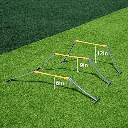 Portable Height Adjustable Sports Training Hurdle (6", 9", 12"), Lightweight, Innovative Foldable Design, Collapsible Safe, 6 per Pack