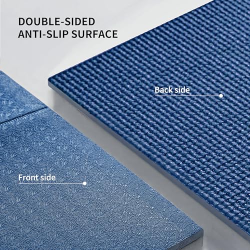 PROIRON Foldable Yoga Mat 0.24"/0.16" for Home Workout & Travel, Non Slip Travel Yoga Mats with Carry Bag, Packable Yoga Mat for Home Gym, Pilates, Fitness,Stretching - color: (0.16" PVC) Blue