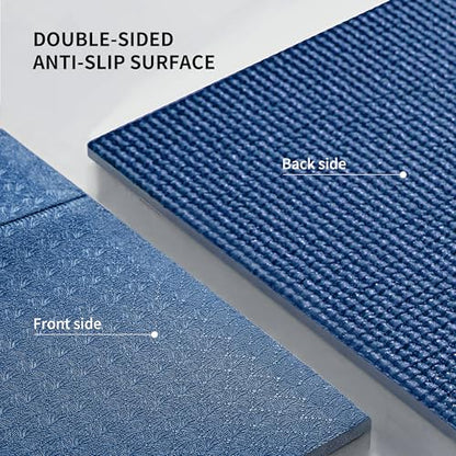 PROIRON Foldable Yoga Mat 0.24"/0.16" for Home Workout & Travel, Non Slip Travel Yoga Mats with Carry Bag, Packable Yoga Mat for Home Gym, Pilates, Fitness,Stretching - color: (0.16" PVC) Blue