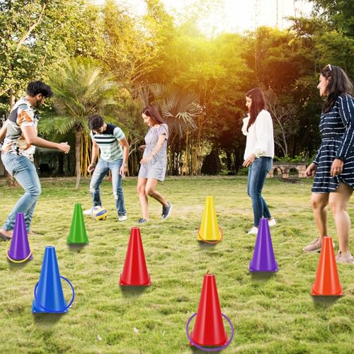 52 Pcs Ring Toss Game Set 12 Plastic Training Cones 40 Toss Rings for Carnival Party Backyard Indoor Outdoor Games