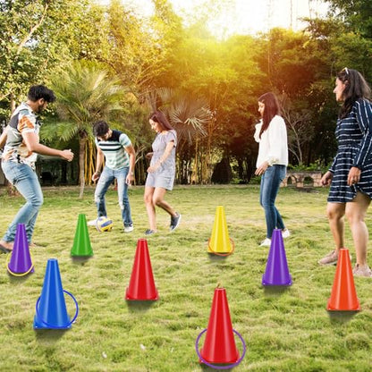 52 Pcs Ring Toss Game Set 12 Plastic Training Cones 40 Toss Rings for Carnival Party Backyard Indoor Outdoor Games