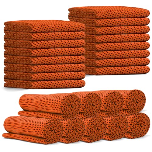 24 Pack Cooling Towels Bulk for Neck and Face 40"x12" Ice Cooling Sweat Rags Microfiber Soft Breathable Soft Chilly Towel for Yoga Golf Sport Running - color: Orange