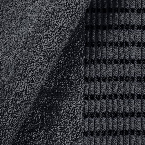 MALLONI HOME Ultra Soft 3 Pack Cotton Towel Set, Contains a Bath Towels 28x55 inch, a Hand Towels 16x24 inch & a Wash Coths 12x12 inch, Ideal Everyday use, Compact & Lightweight - Charcoal Grey - color: Charcoal Grey, size: 3 Pack Set