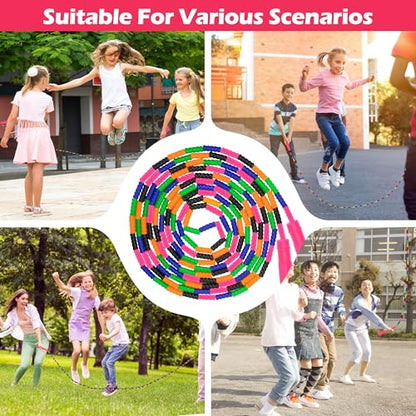 Coolrunner 16 FT Long Jump Rope(1 PACK), Double Dutch Jump Ropes, Soft Beaded Skipping for Kids Adults, Plastic Segmented Long Enough for 4-5 Jumpers - color: Pink
