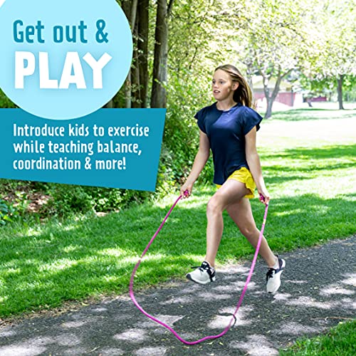 Just Jump It 8' Foot Single Jump Rope for Kids Women and Men - Active Outdoor Youth Fitness Excersing Equipment - Braided Nylon Gym Accessories - color: Raspberry