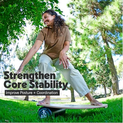 The Original Indo Board - Balance Board Trainer for Core Strength, Stability & Athletic Performance - Surfing, Skateboarding, Snowboarding, Yoga, Physical Therapy & More. Includes Board and Roller.