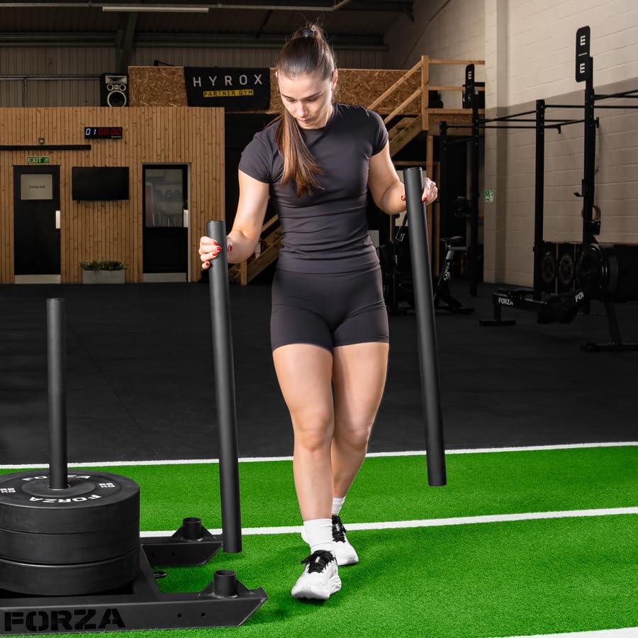FORZA Competition Weight Sled | Heavy-Duty Steel Sled for Gym & HYROX Training – Removable Uprights with Optional Dual-Handle Attachment - style: Without Double Handle Attachment