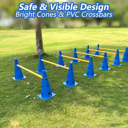 Dog Agility Cone Hurdle Set, 3 Adjustable Heights, 12 Pack - size: 12-Pack Hurdle Cone